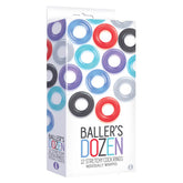 Baller's Dozen Smooth (Assorted) – Stretchy Cock Rings Pack Coloured COCK RING Set